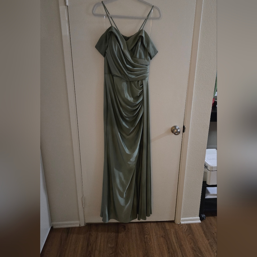 Olive Green Off Shoulder Maxi Dress